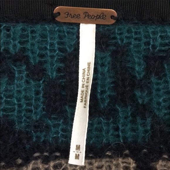 Rare Free People Fair Isle Zip-Up Sweater Jacket M - Picture 2 of 7